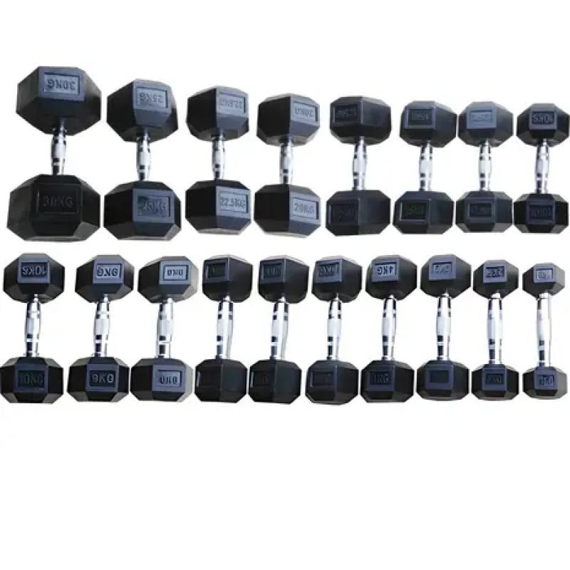 Toorx - MEG HEXAGON DUMBBELL - Rubber Dumbbell - 37,5kg - p--stuk